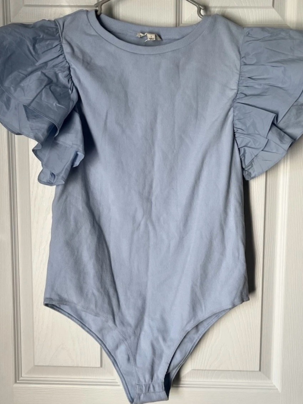 eesome Light Blue Puff Sleeve One-Piece Bodysuit nwot